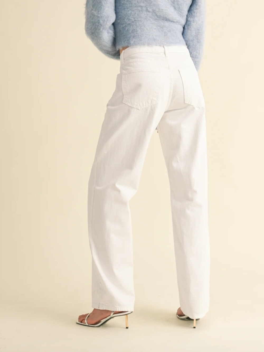 Just Black Cream Straight Leg Jeans - Picture 2 of 7